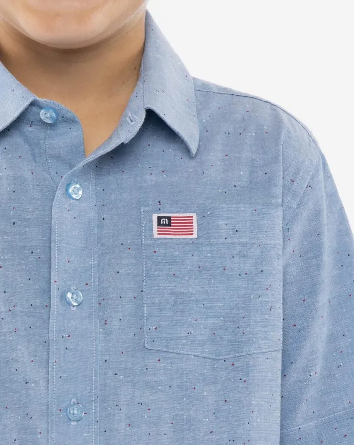 Youth Youth Tops TravisMathew EAGLE PRIDE YOUTH BUTTONUP Heather Blue