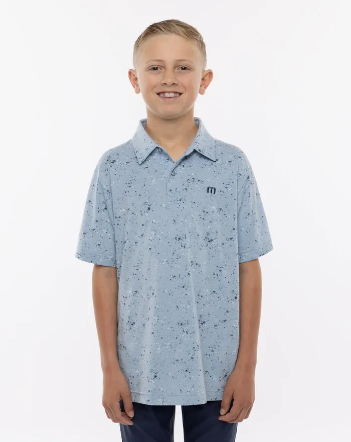 Youth Youth Tops TravisMathew SPLATTER PRINT YOUTH POLO Heather Ash Blue