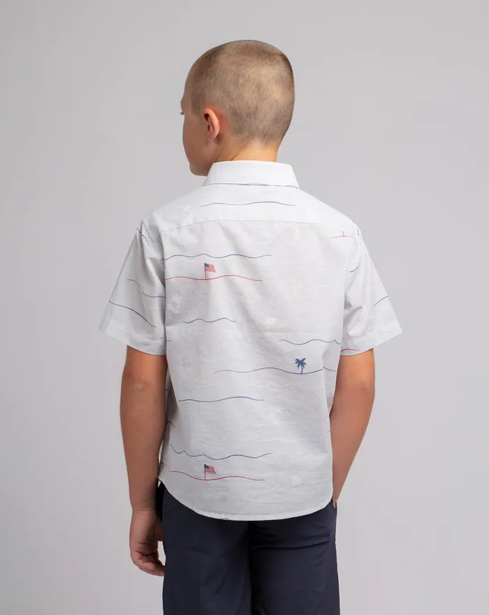 Youth Youth Tops TravisMathew STAR SPANGLED BANNER YOUTH BUTTONUP Heather Microchip