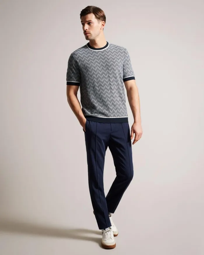 Zig Zag Knit TShirt Navy Men Ted Baker Clothing Zig Zag Knit TShirt Navy Men Ted Baker Clothing