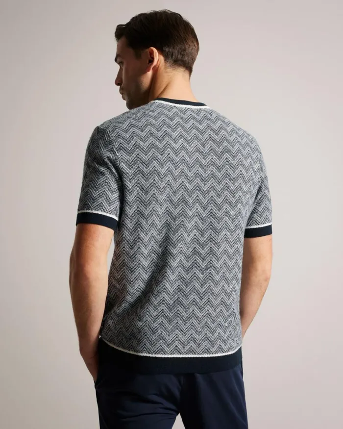 Zig Zag Knit TShirt Navy Men Ted Baker Clothing Zig Zag Knit TShirt Navy Men Ted Baker Clothing